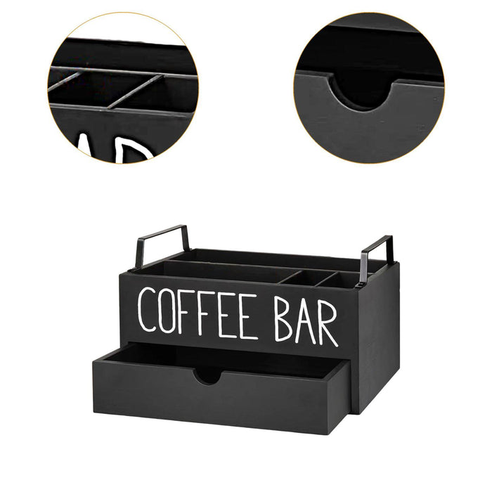 Crofta Coffee Station Organizer Coffee and Tea Condiment Storage Organizer for Cafe Style C