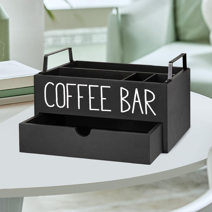 Crofta Coffee Station Organizer Coffee and Tea Condiment Storage Organizer for Cafe Style C