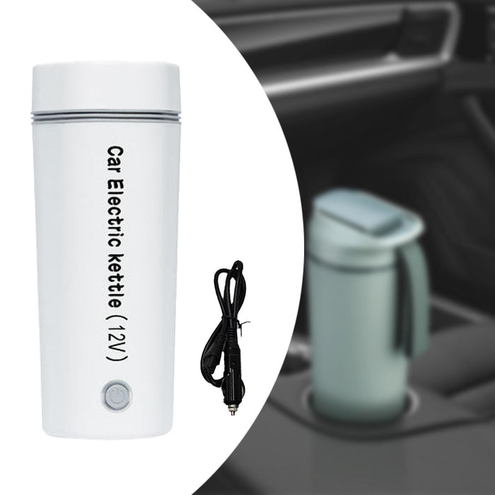 Crofta Car Heating Cup Leakproof Coffee Tea Cup Smart Heating Car Cup for Tea Water white 12V