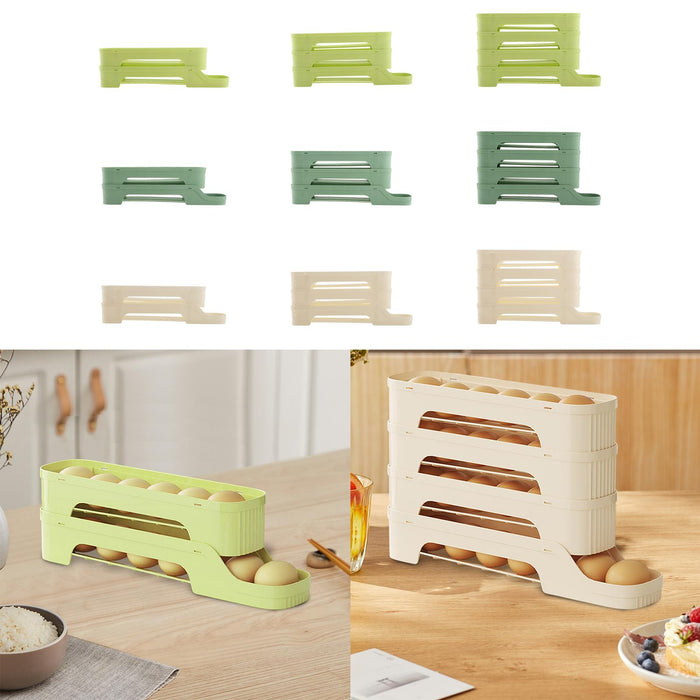 Crofta Refrigerator Egg Storage Rolling Slide Egg Storage Box for Kitchen Organizer 2 layer light green