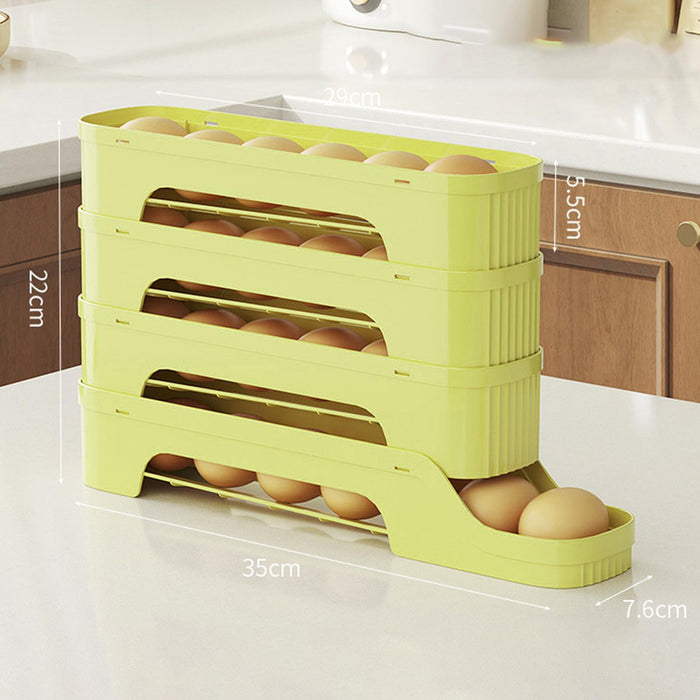 Crofta Refrigerator Egg Storage Rolling Slide Egg Storage Box for Kitchen Organizer 4 layer light green