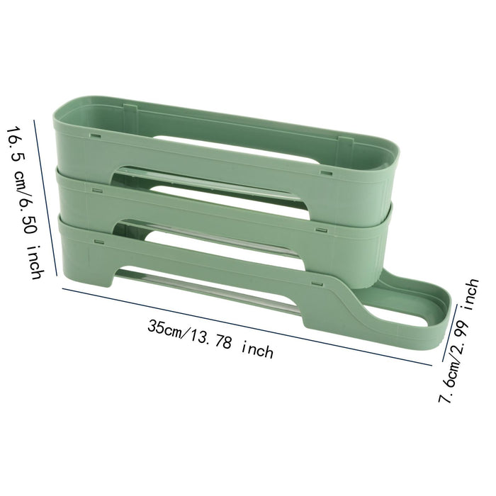 Crofta Refrigerator Egg Storage Rolling Slide Egg Storage Box for Kitchen Organizer 3 layer dark green