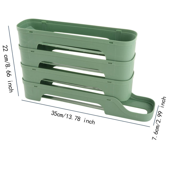 Crofta Refrigerator Egg Storage Rolling Slide Egg Storage Box for Kitchen Organizer 4 layer dark green