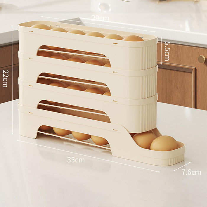 Crofta Refrigerator Egg Storage Rolling Slide Egg Storage Box for Kitchen Organizer 4 layer white