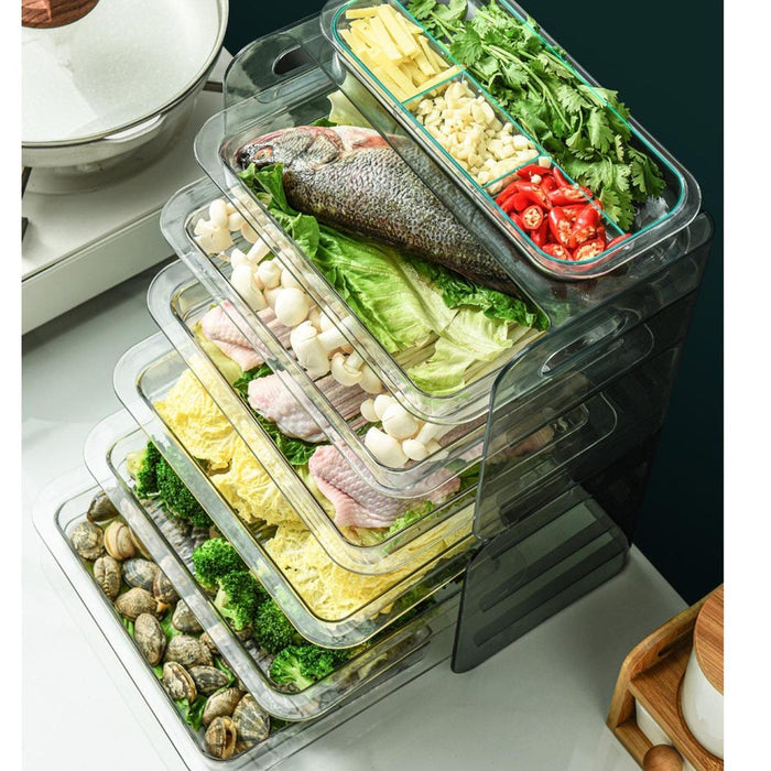 Crofta Food Preparation Plate Multi Layer Food Prep Tray for Home Pantry Restaurant green 6 layer