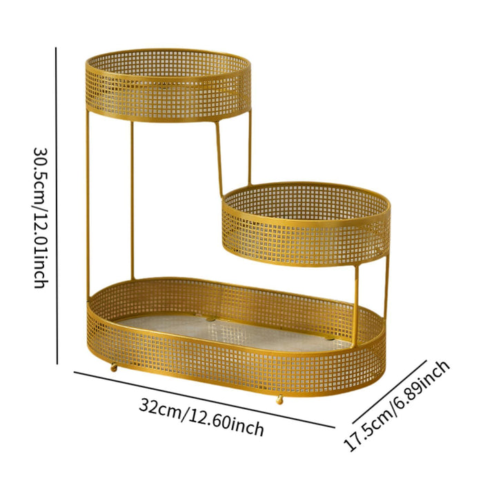 Crofta 3 Layer Wire Basket Stand Countertop Vegetable Bowl for Bread Storage Pantry M