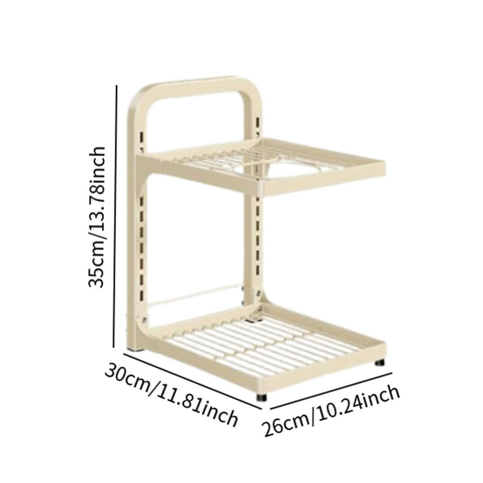 Crofta Pot Pan Rack Carbon Steel Organized Space Saving Pot Holder Rack for Cabinet 2 Tier