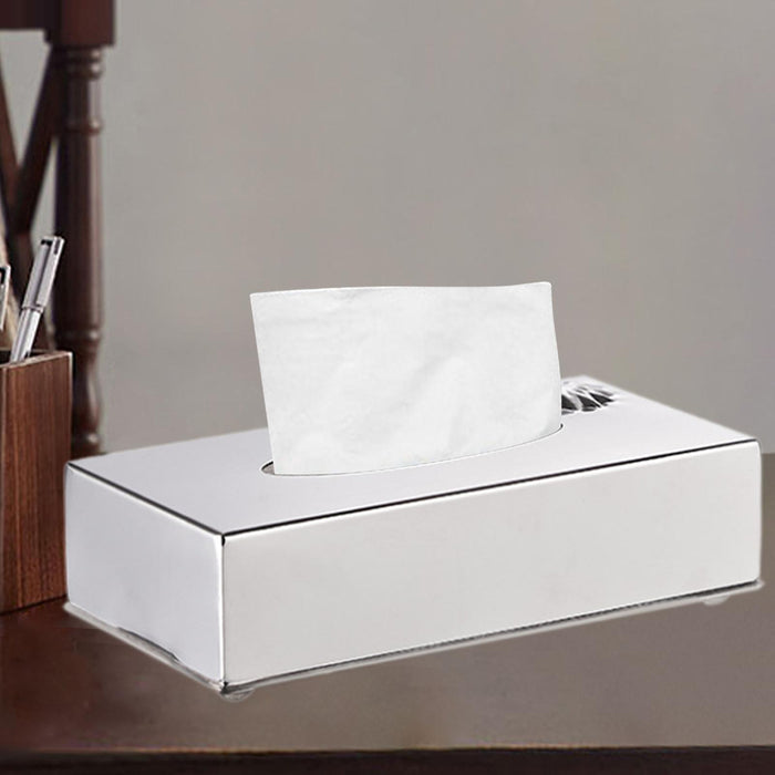 Crofta Tissue Box Holder Tissue Cover Facial Tissue Holder for Bedroom Office Hotel Silver