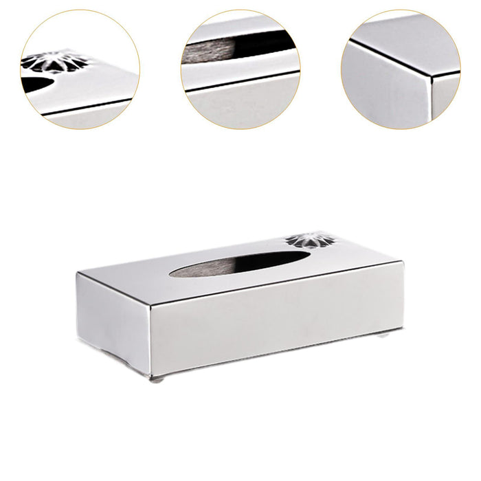 Crofta Tissue Box Holder Tissue Cover Facial Tissue Holder for Bedroom Office Hotel Silver