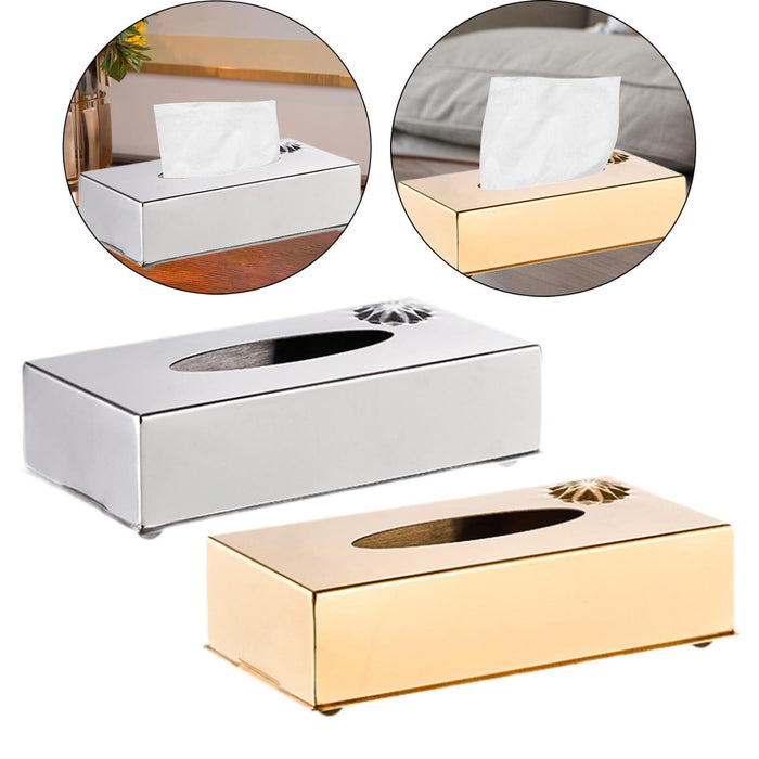 Crofta Tissue Box Holder Tissue Cover Facial Tissue Holder for Bedroom Office Hotel Silver