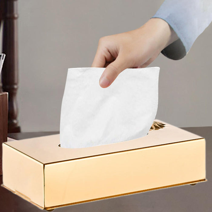 Crofta Tissue Box Holder Tissue Cover Facial Tissue Holder for Bedroom Office Hotel Golder