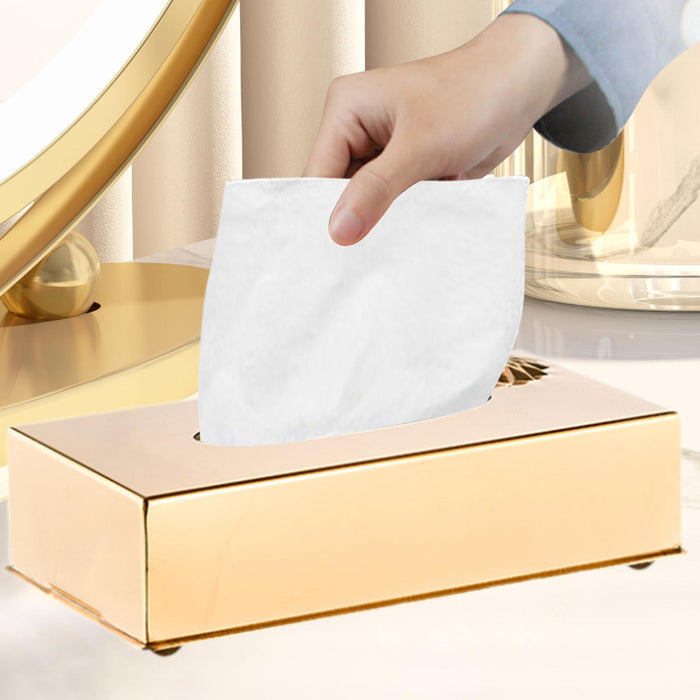 Crofta Tissue Box Holder Tissue Cover Facial Tissue Holder for Bedroom Office Hotel Golder