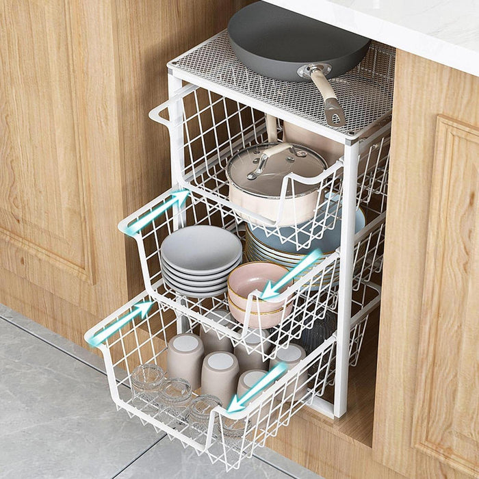 Crofta Kitchen Cabinet Organizer Sink Organizer for Bathrooms Offices Food Pantries 43cmx33.5cmx33.5cm