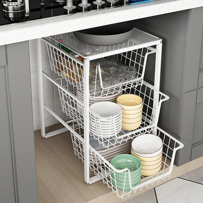 Crofta Kitchen Cabinet Organizer Sink Organizer for Bathrooms Offices Food Pantries 43cmx33.5cmx33.5cm