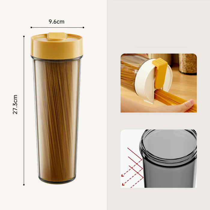 Crofta Spaghetti Storage Container Cereal Storage Cylinder for Dry Food Beans Pasta Yellow