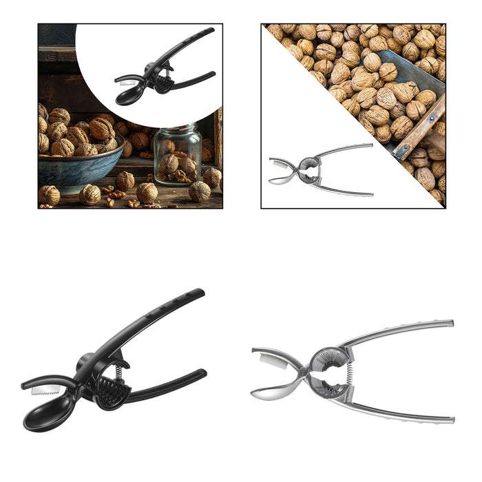 Crofta 2 in 1 Nutcracker Nut Crack Sheller Pliers for Pistachio Almonds Brazil Nuts black