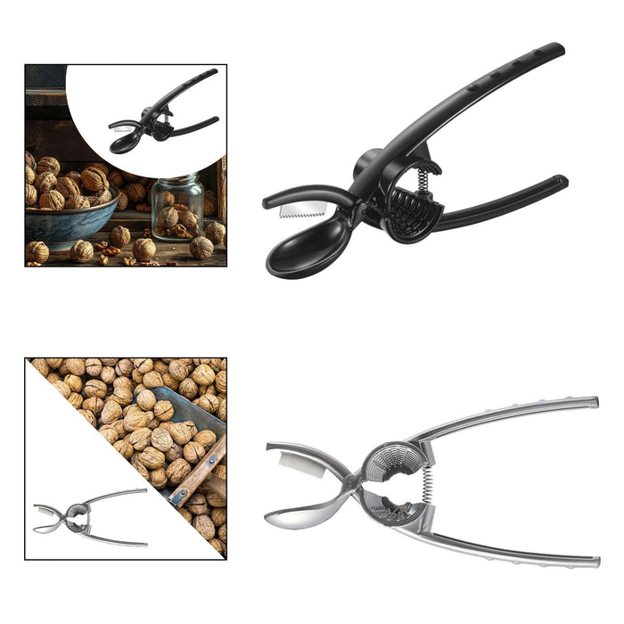 Crofta 2 in 1 Nutcracker Nut Crack Sheller Pliers for Pistachio Almonds Brazil Nuts black