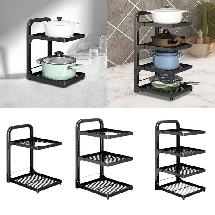 Crofta Pot Storage Rack Cookware Storage Support Adjustable Cookware Stand for Home 2  Layer