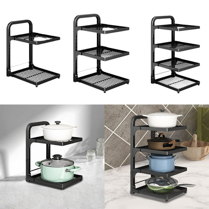 Crofta Pot Storage Rack Cookware Storage Support Adjustable Cookware Stand for Home 2  Layer