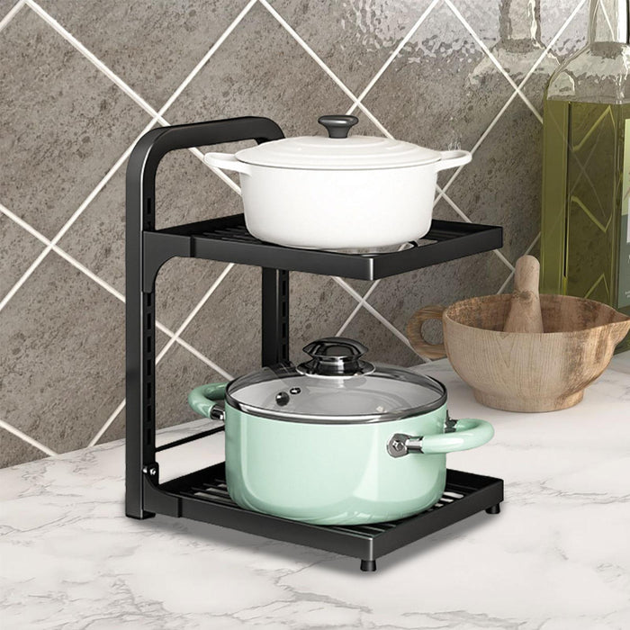 Crofta Pot Storage Rack Cookware Storage Support Adjustable Cookware Stand for Home 2  Layer