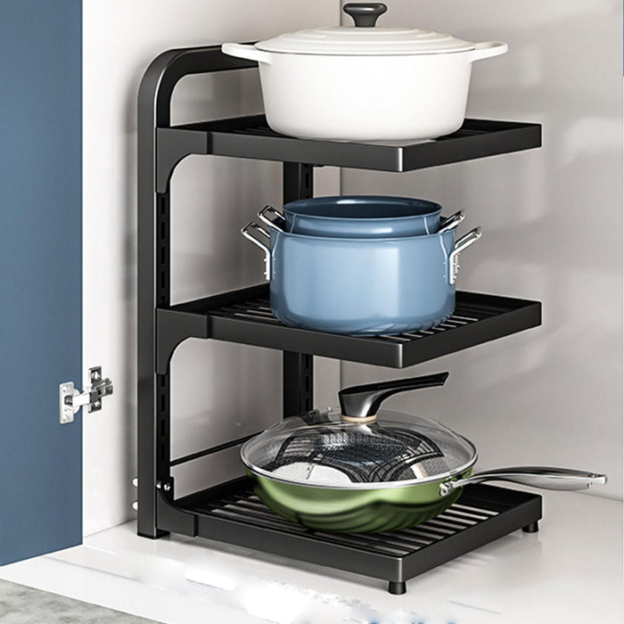 Crofta Pot Storage Rack Cookware Storage Support Adjustable Cookware Stand for Home 3  Layer