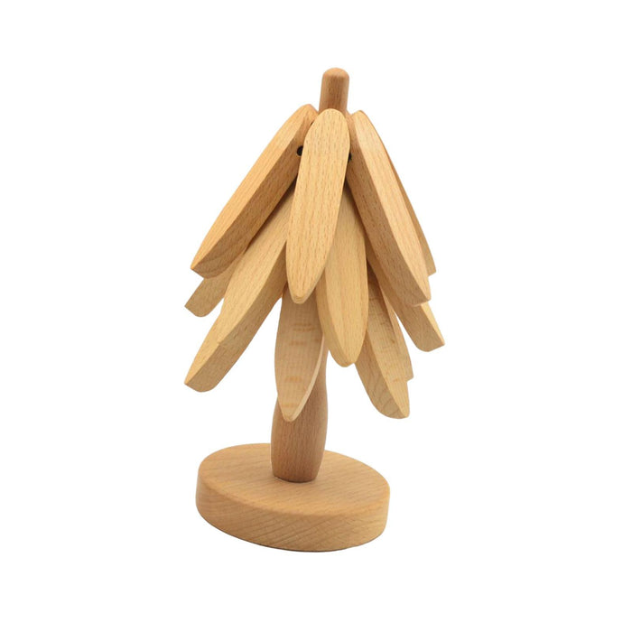 Crofta Wooden Tree Shape Trivets Foldable Creative for Hot Pot Holders Dishes Teapot Beech 3 layers