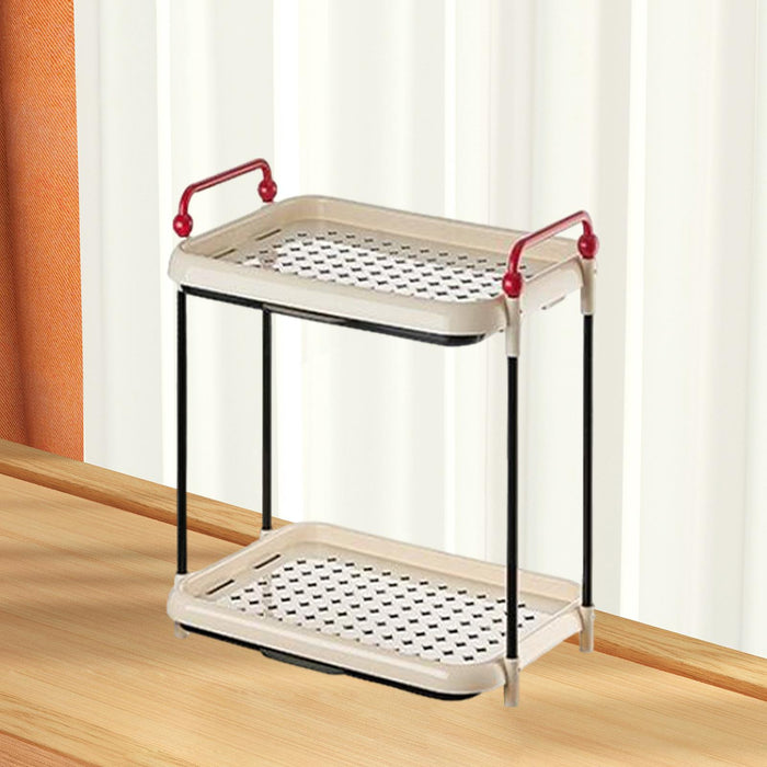 Crofta Cup Drying Rack Multifunctional Bottle Drain Rack for Countertop Dining Room red handle 2 layer