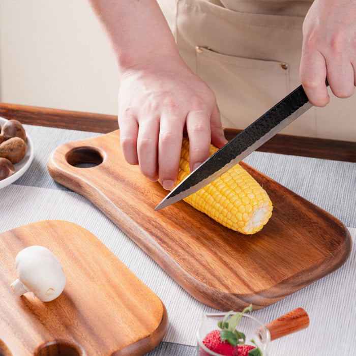 Crofta Wooden Cutting Board Serving Board Chopping Board for Bread Fruit Vegetables Ebony L