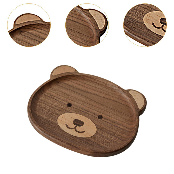 Crofta Bear Shaped Serving Tray Dish Plate for Party Favor Events Drawing Room Black Walnut S