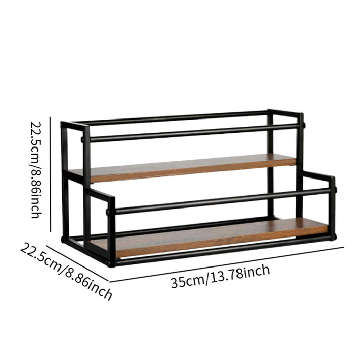 Crofta Coffee Syrup Display Rack 2 Tier Wine Rack for Countertop Coffee Bar Kitchen 35x22.5x22.5CM