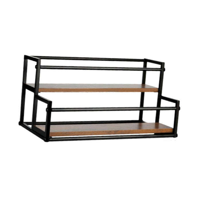 Crofta Coffee Syrup Display Rack 2 Tier Wine Rack for Countertop Coffee Bar Kitchen 35x22.5x22.5CM