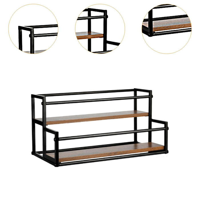 Crofta Coffee Syrup Display Rack 2 Tier Wine Rack for Countertop Coffee Bar Kitchen 35x22.5x22.5CM