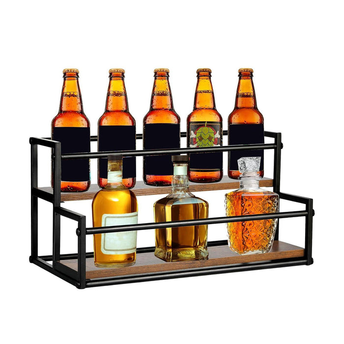 Crofta Coffee Syrup Display Rack 2 Tier Wine Rack for Countertop Coffee Bar Kitchen 35x22.5x22.5CM