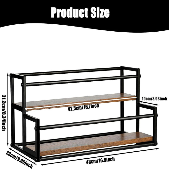 Crofta Coffee Syrup Display Rack 2 Tier Wine Rack for Countertop Coffee Bar Kitchen 43x23x21.2cm