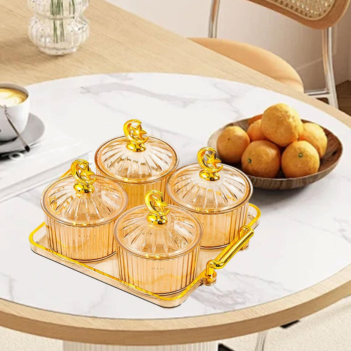 Crofta Dried Fruit Tray Nordic Divided Serving Dishes for Party Living Room yellow 4 grid