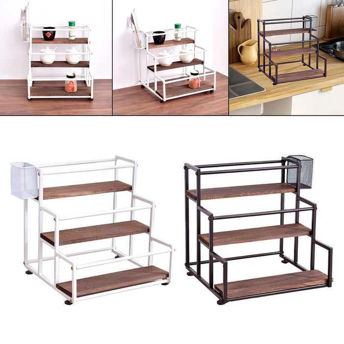 Crofta 3 Tier Syrup Bottle Display Rack Kitchen Storage Rack for Coffee Bar Kitchen White