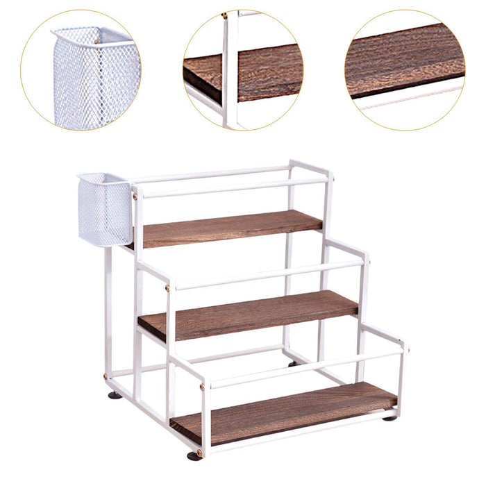 Crofta 3 Tier Syrup Bottle Display Rack Kitchen Storage Rack for Coffee Bar Kitchen White