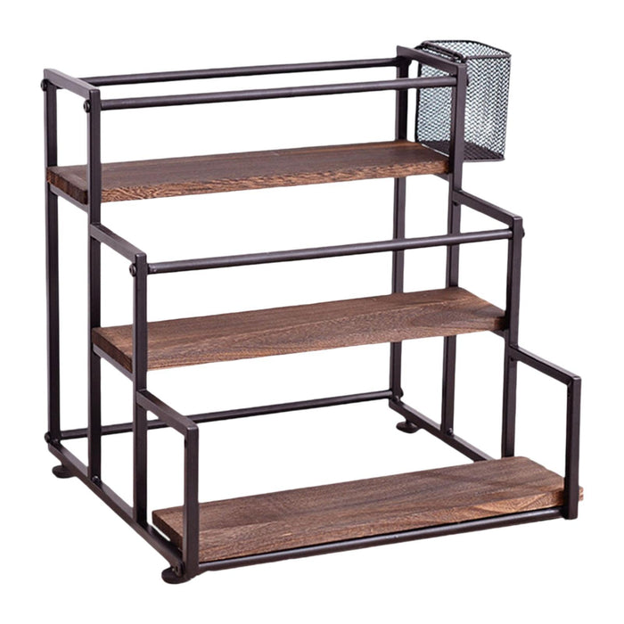 Crofta 3 Tier Syrup Bottle Display Rack Kitchen Storage Rack for Coffee Bar Kitchen Black