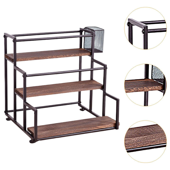 Crofta 3 Tier Syrup Bottle Display Rack Kitchen Storage Rack for Coffee Bar Kitchen Black