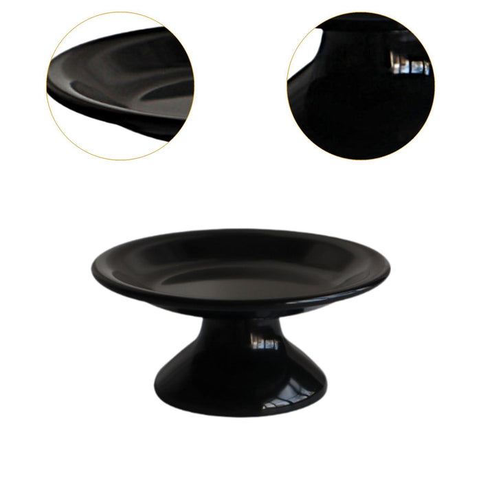 Crofta Footed Bowl Countertop Decorative Bowl for Dining Table Home Decor Farmhouse Shallow dish black