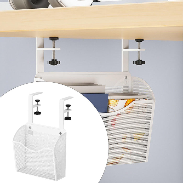 Crofta Under Table Storage Holder Desktop Hanging Organizer for Bedroom Accessories White