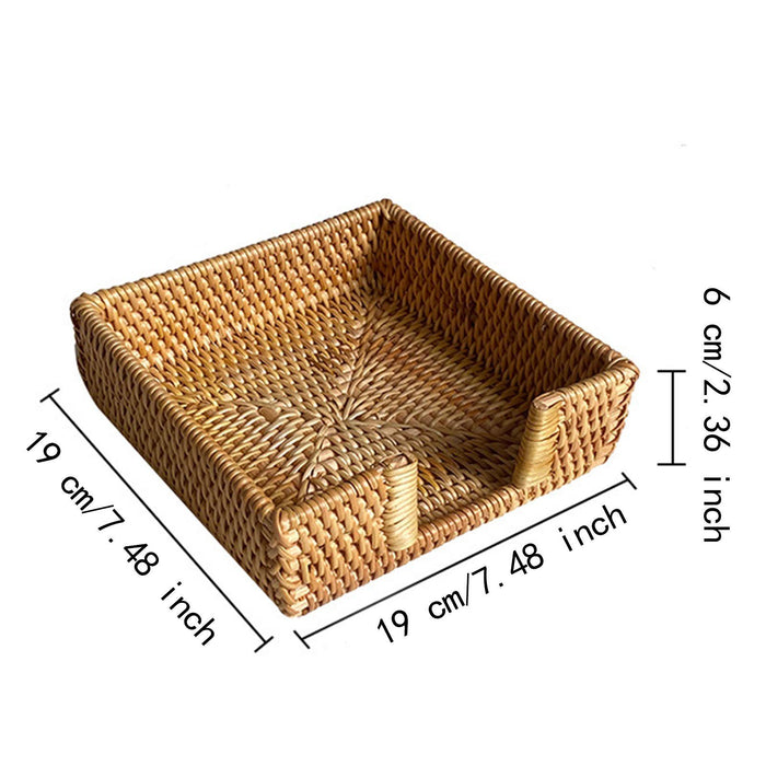 Crofta Woven Flat Napkin Basket Tray Wicker Napkin Basket for Outdoor Cafe Bathroom 19x19x6cm