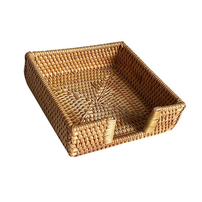 Crofta Woven Flat Napkin Basket Tray Wicker Napkin Basket for Outdoor Cafe Bathroom 19x19x6cm