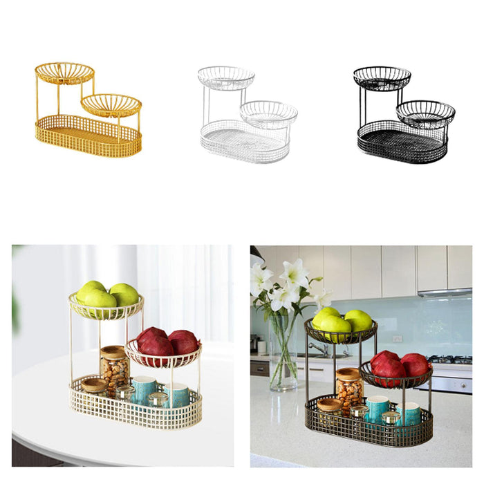 Crofta 3 Tier Fruit Basket Fruit Bowl Fruits Stand Holder for Potato Storage Veggie Gold