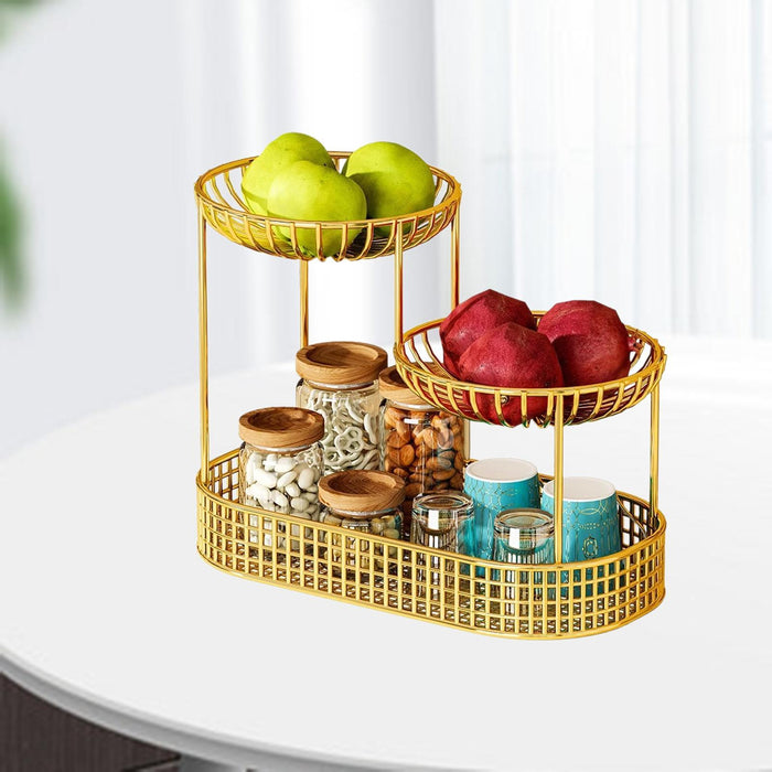 Crofta 3 Tier Fruit Basket Fruit Bowl Fruits Stand Holder for Potato Storage Veggie Gold