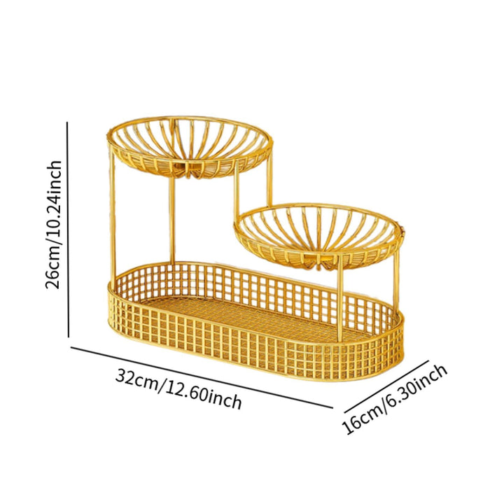 Crofta 3 Tier Fruit Basket Fruit Bowl Fruits Stand Holder for Potato Storage Veggie Gold