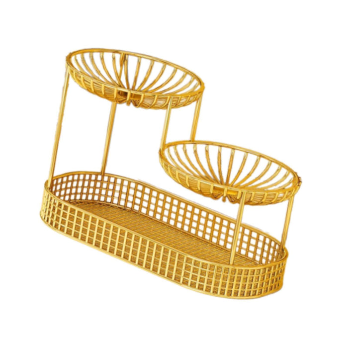 Crofta 3 Tier Fruit Basket Fruit Bowl Fruits Stand Holder for Potato Storage Veggie Gold