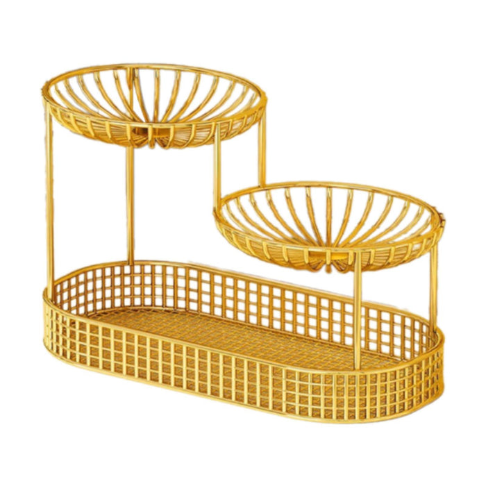 Crofta 3 Tier Fruit Basket Fruit Bowl Fruits Stand Holder for Potato Storage Veggie Gold