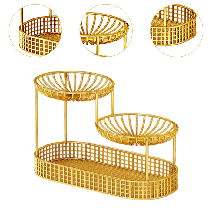 Crofta 3 Tier Fruit Basket Fruit Bowl Fruits Stand Holder for Potato Storage Veggie Gold