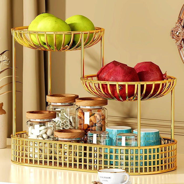 Crofta 3 Tier Fruit Basket Fruit Bowl Fruits Stand Holder for Potato Storage Veggie Gold